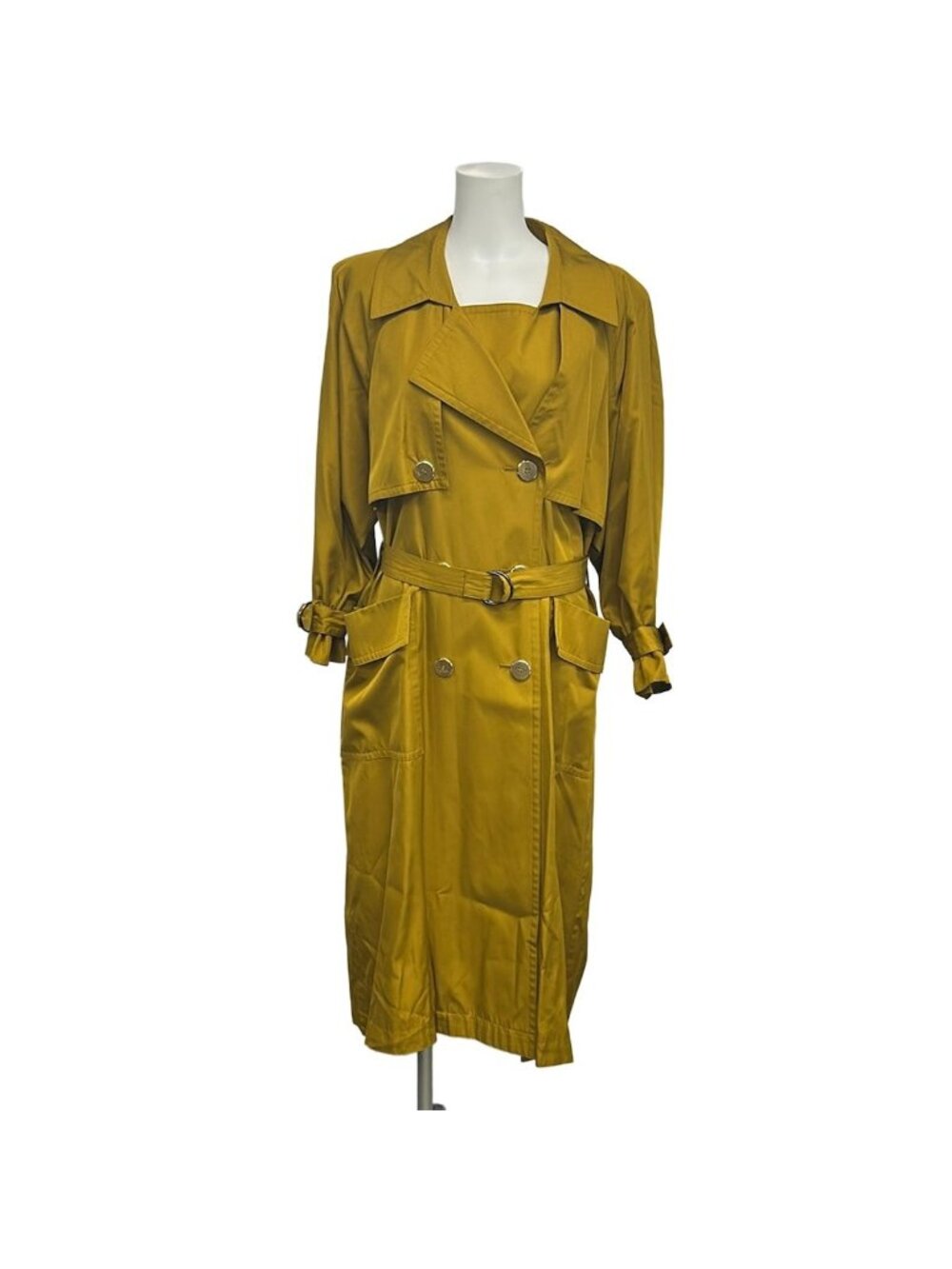 Saint Laurent Trench Coat Dark Yellow Shoulder Pads M